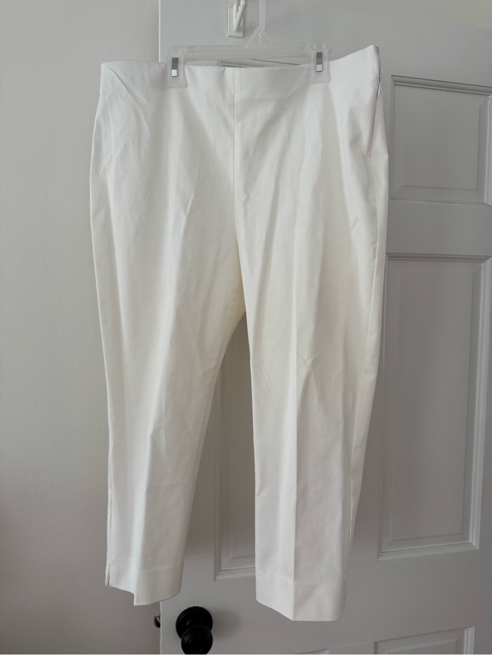 Talbots White Chatham Crop Dress Pants - Tailored Ankle Length side zip